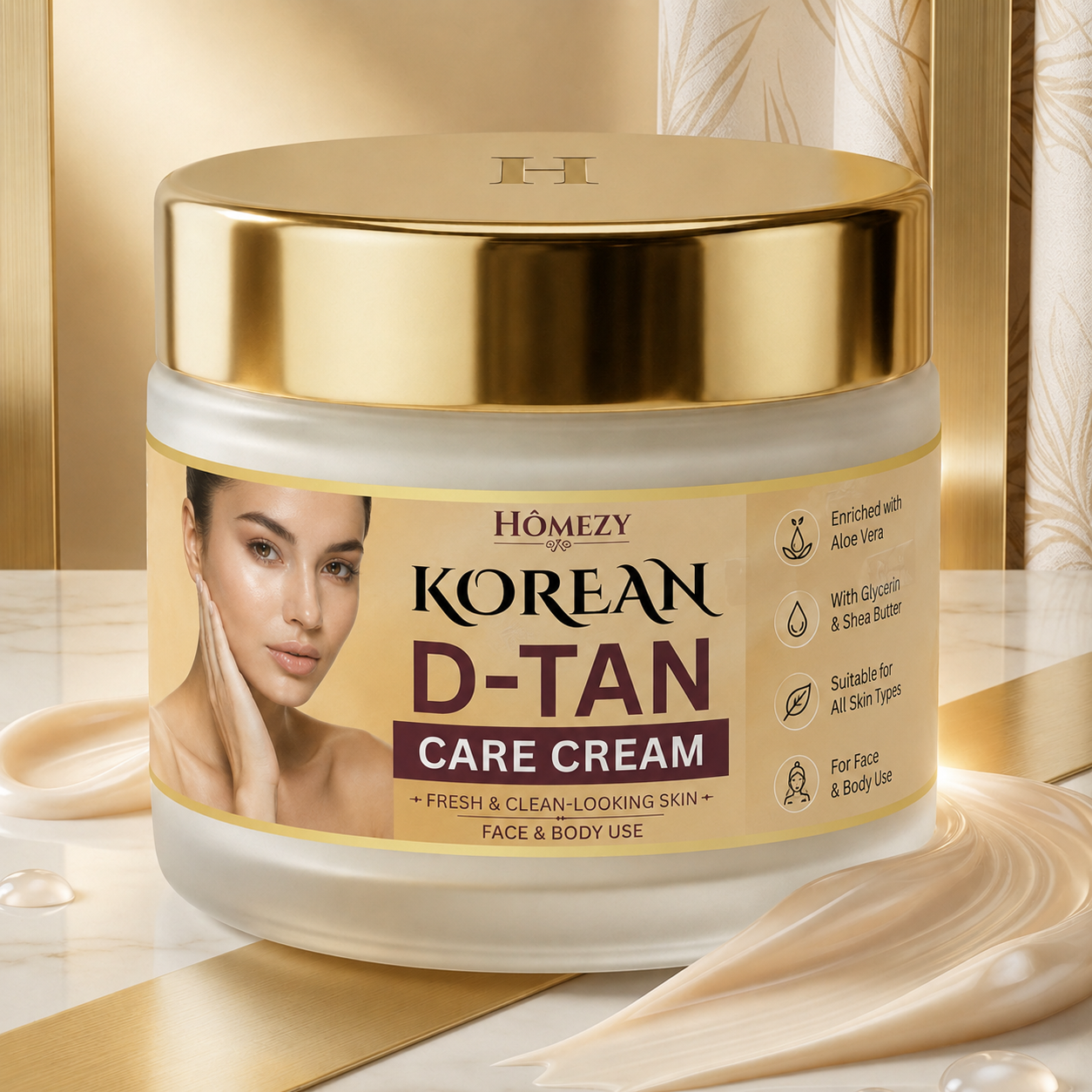 Homezy Korean D-Tan Care Cream – After Sun Exposure Skin Care | Face & Body Cream (100g)