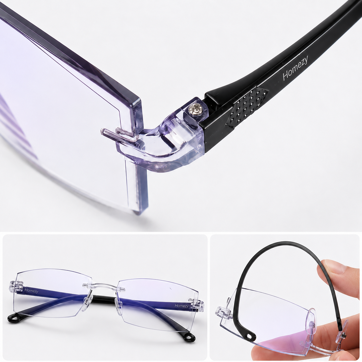 Homezy Anti-Blue Light Rimless Glasses – Lightweight, Foldable & Comfortable Eyewear for Digital Screen Use BUY 1 GET 1 FREE